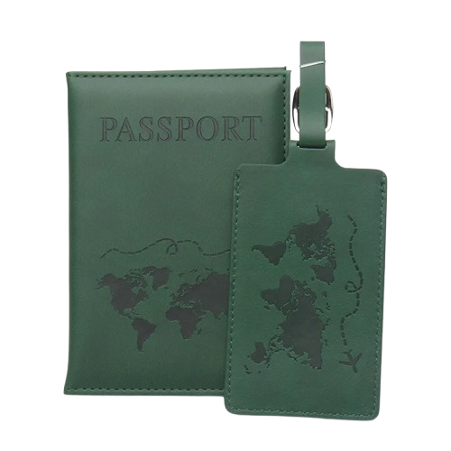 Kit porta pasaporte y tag de maleta