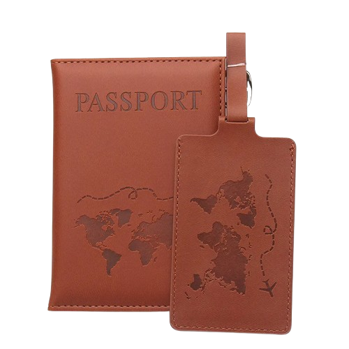 Kit porta pasaporte y tag de maleta